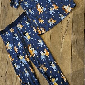 Little Sleepies Navy Cartoon Print Pajama Set Dancing Bluey Addition